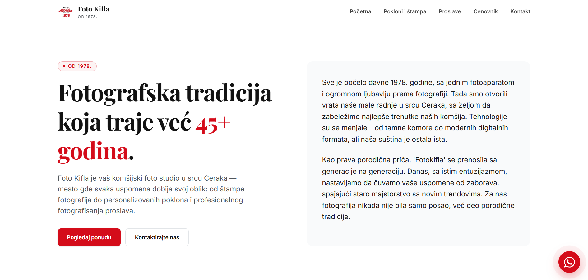 Višestranični sajt za fotografsku radnju